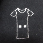 Chanel Scarf Cashmere Ribbon CC Logo Charm Shirt Motif 26 204 cm Black — view 5