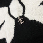 Chanel Scarf Cashmere Ribbon CC Logo Charm Shirt Motif 26 204 cm Black — view 4