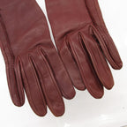Hermes Gloves H Logo Silver Leather Glove Lambskin Brown — view 3