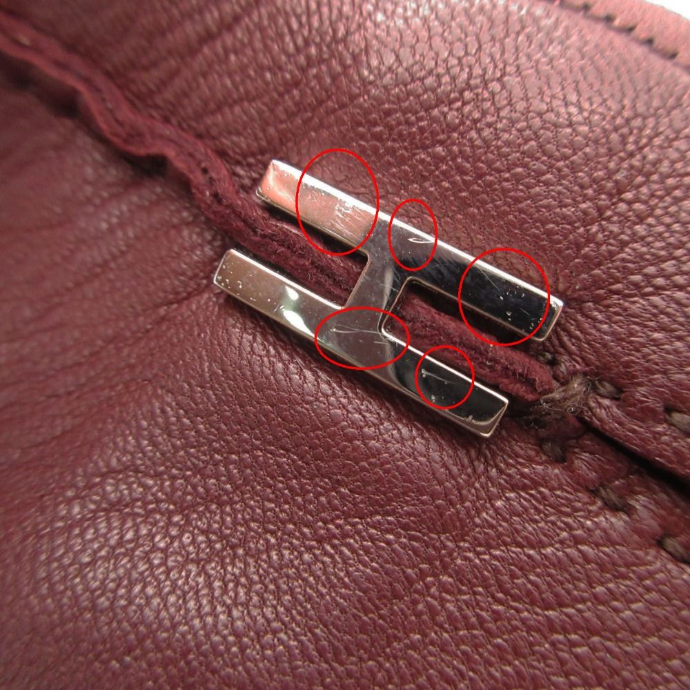 Hermes Gloves H Logo Silver Leather Glove Lambskin Brown — view 7