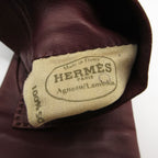 Hermes Gloves H Logo Silver Leather Glove Lambskin Brown — view 5