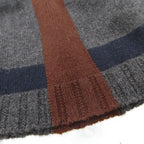 Hermes Knit Cap le Mer Era Cashmere Jacquard Border Beanie Hat Charcoal Legre — view 3