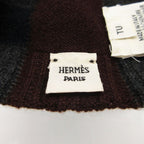 Hermes Knit Cap le Mer Era Cashmere Jacquard Border Beanie Hat Charcoal Legre — view 5
