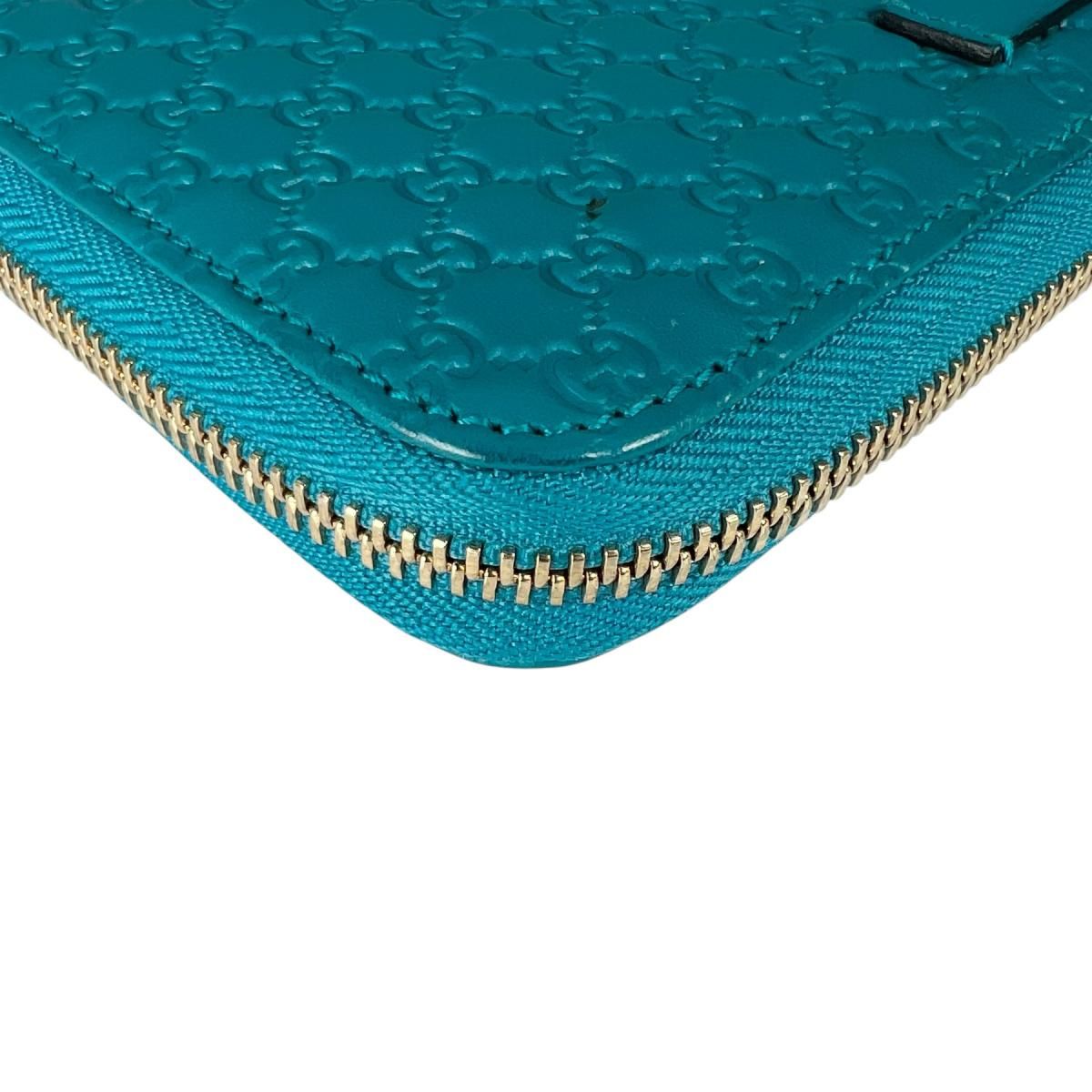 Gucci Microshima Zip Around Wallet GG Pattern Blue — view 7