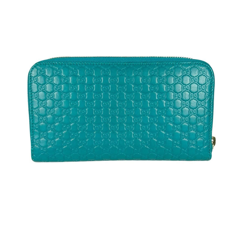 Gucci Microshima Zip Around Wallet GG Pattern Blue — view 2