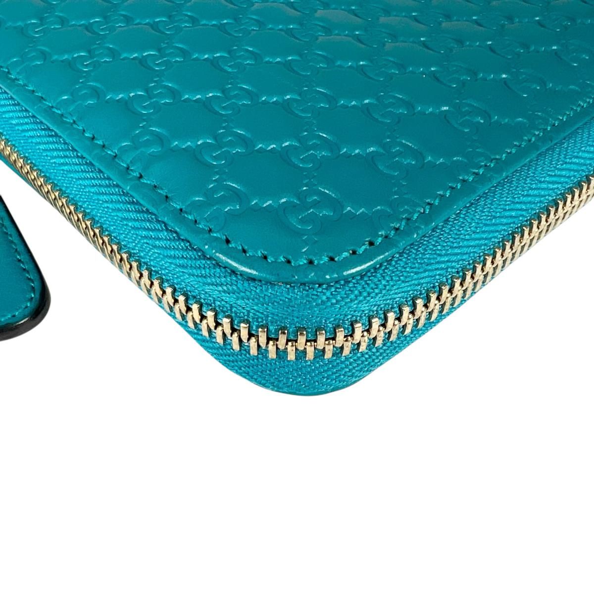 Gucci Microshima Zip Around Wallet GG Pattern Blue — view 5