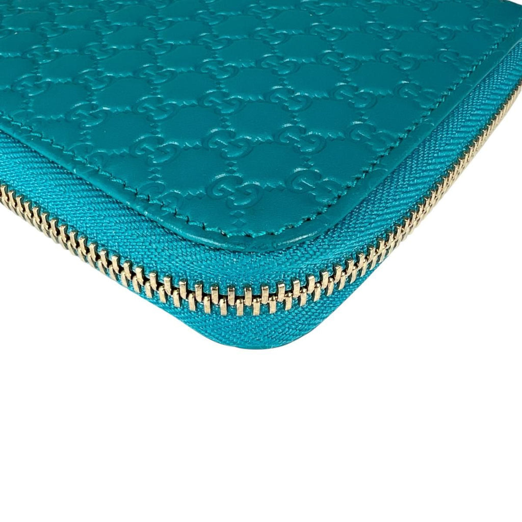Gucci Microshima Zip Around Wallet GG Pattern Blue — view 6