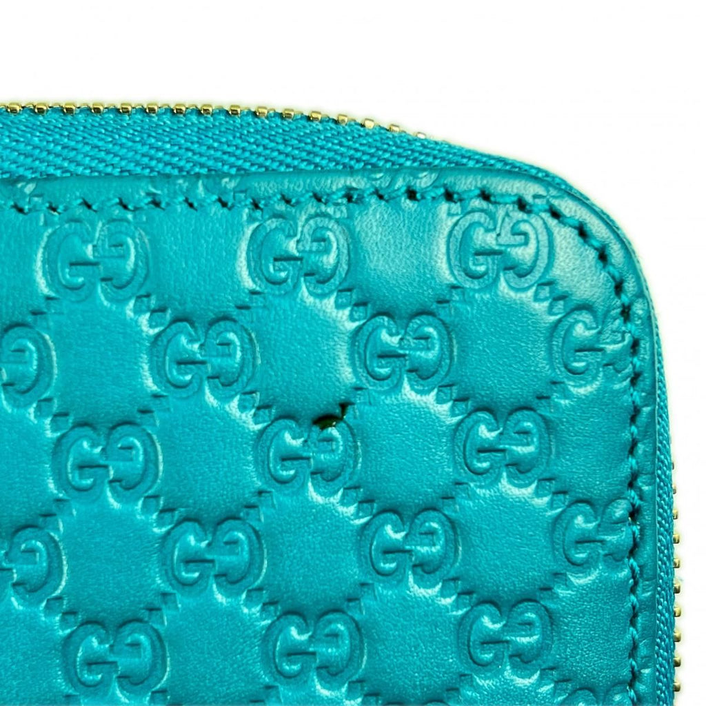 Gucci Microshima Zip Around Wallet GG Pattern Blue — view 9