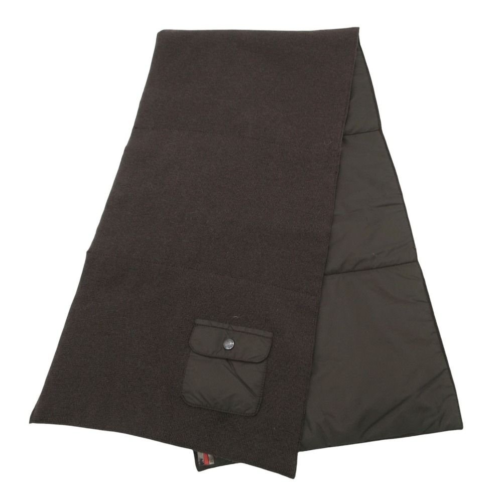 Prada Sports Scarf Nylon Wool Contrast Pocket Rubber Logo Brown — view 2