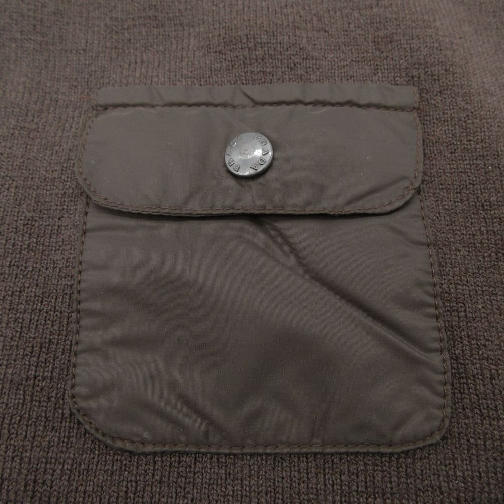 Prada Sports Scarf Nylon Wool Contrast Pocket Rubber Logo Brown — view 4