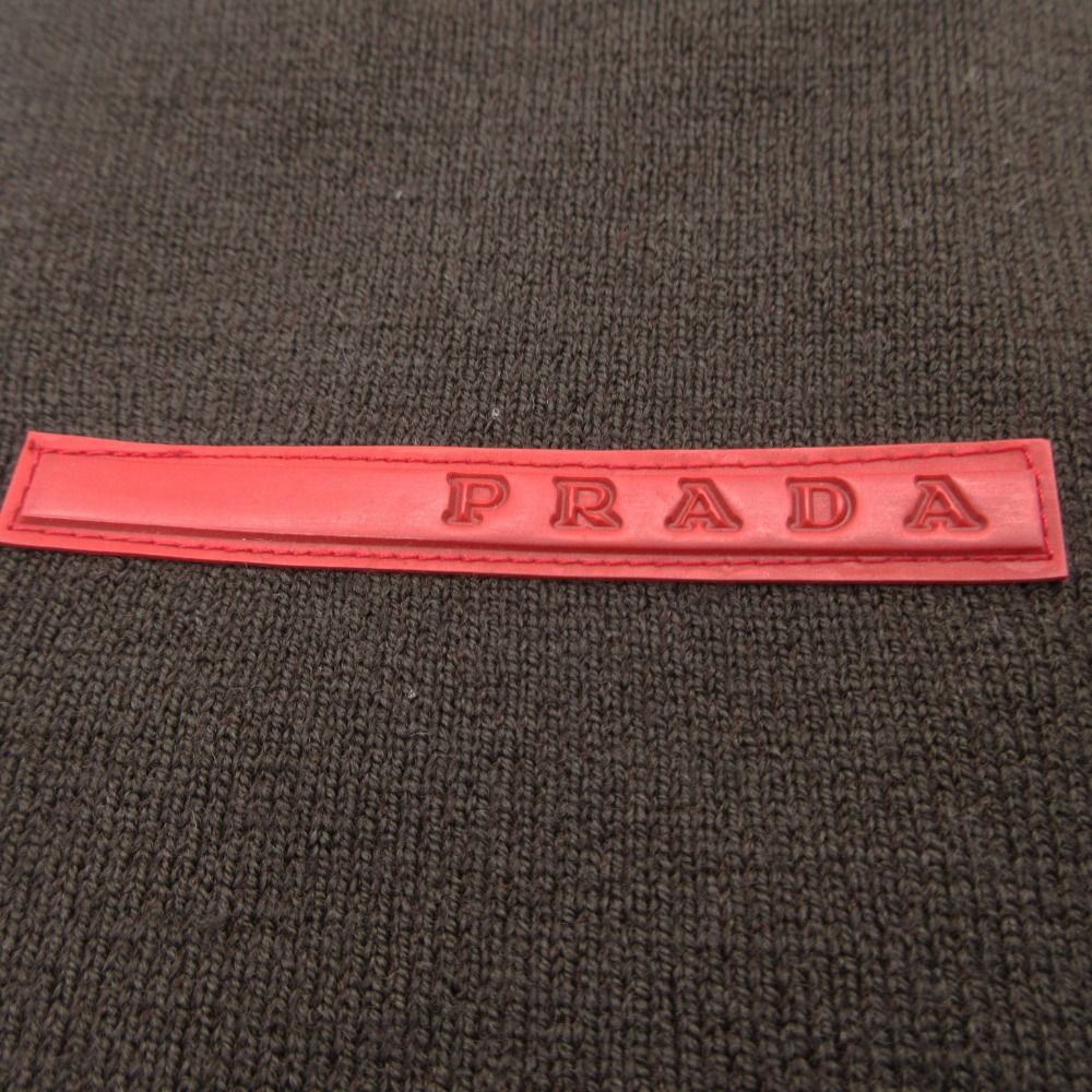 Prada Sports Scarf Nylon Wool Contrast Pocket Rubber Logo Brown — view 5