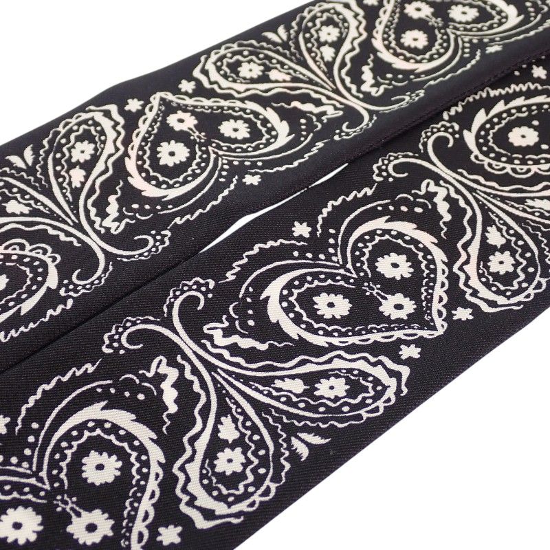 Dior Mitzska Fam le Collection Paisley Heart Silk Black Scarf — view 5