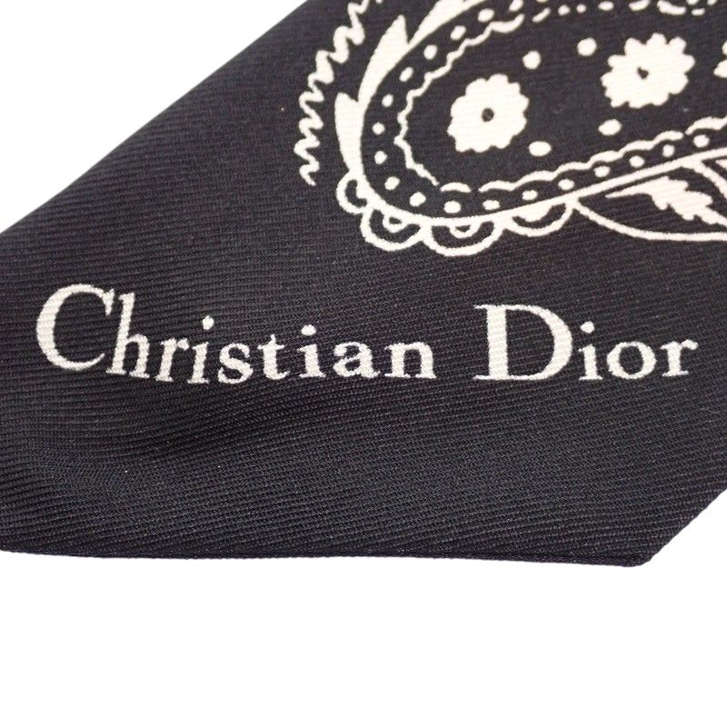 Dior Mitzska Fam le Collection Paisley Heart Silk Black Scarf — view 6