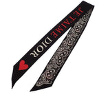 Dior Mitzska Fam le Collection Paisley Heart Silk Black Scarf — view 3