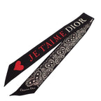 Dior Mitzska Fam le Collection Paisley Heart Silk Black Scarf — view 2