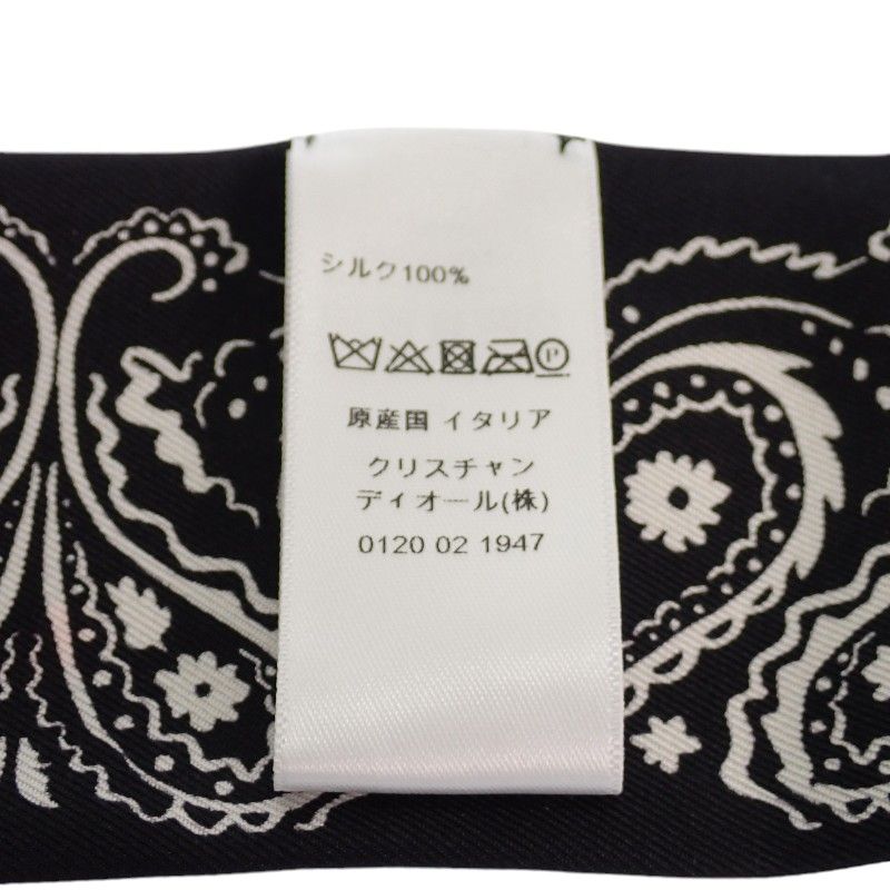 Dior Mitzska Fam le Collection Paisley Heart Silk Black Scarf — view 7