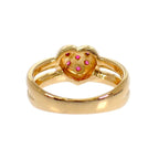 Saint Laurent Yves Heart Ring 18k Yellow Gold Ruby