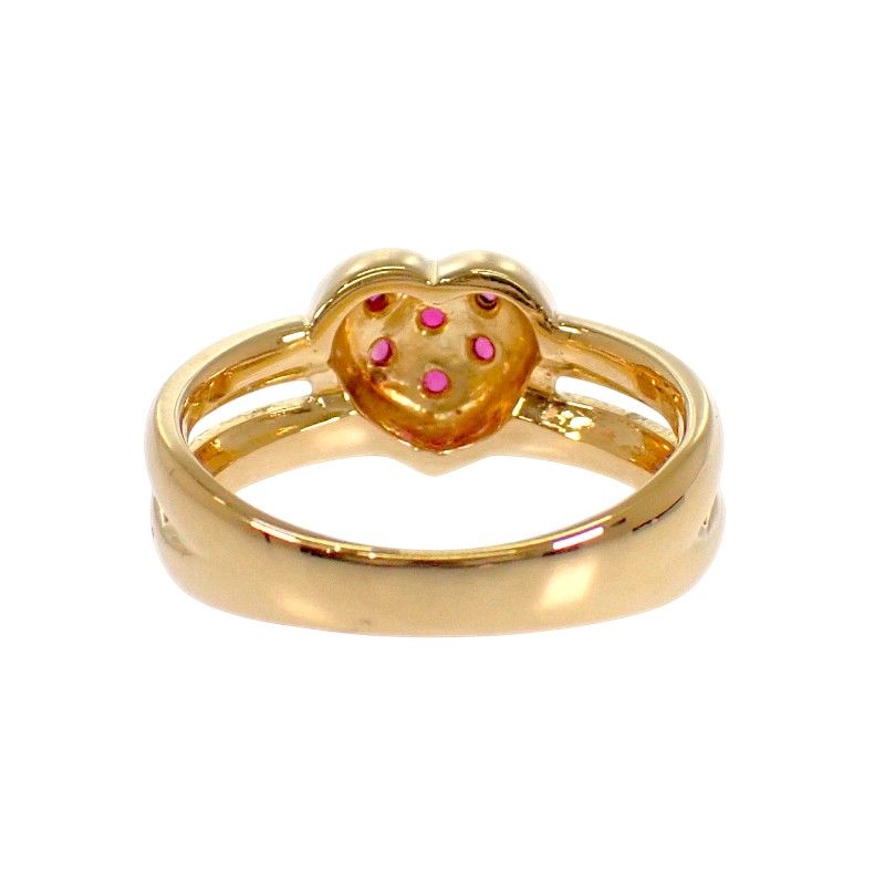 Saint Laurent Yves Heart Ring 18k Yellow Gold Ruby