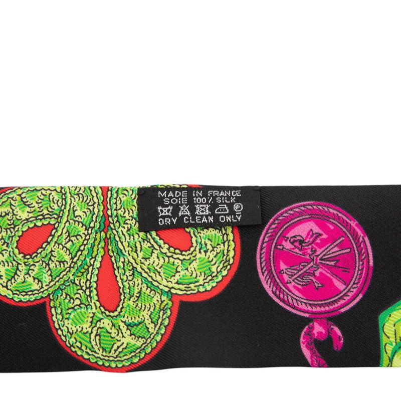 Hermes Twilly Epaulettes Epaulette Scarf Black Multicolor Silk — view 5