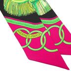 Hermes Twilly Epaulettes Epaulette Scarf Black Multicolor Silk — view 3