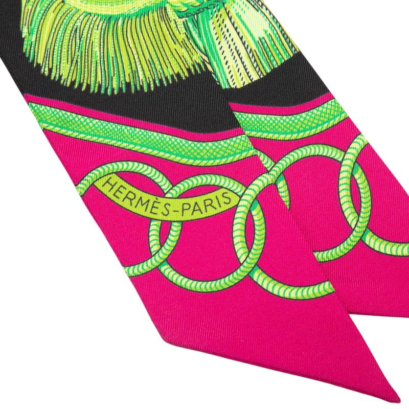 Hermes Twilly Epaulettes Epaulette Scarf Black Multicolor Silk — view 3