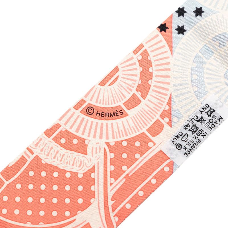 Hermes Twill Eperon D'or Cut Apron Cut Scarf Pink Blue Silk — view 5