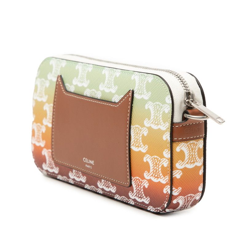 Celine Triomphe Horizontal Pouch Crossbody Shoulder Bag Brown Multicolor Leather — view 2