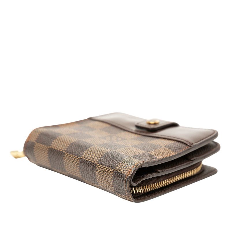 Louis Vuitton Damier Compact Zip Bifold Wallet Ebene Brown Leather — view 4