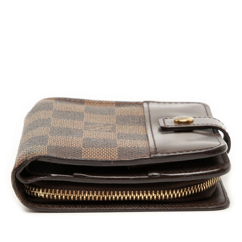Louis Vuitton Damier Compact Zip Bifold Wallet Ebene Brown Leather — view 3