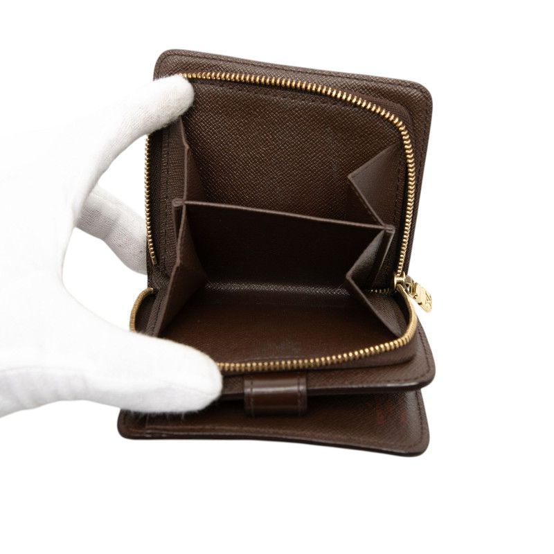 Louis Vuitton Damier Compact Zip Bifold Wallet Ebene Brown Leather — view 5