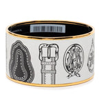 Hermes Enamel TGM Cloisonne Belt Motif Bangle Gold White Plated Bracelet — view 3