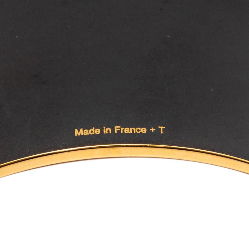 Hermes Enamel TGM Cloisonne Belt Motif Bangle Gold White Plated Bracelet — view 4