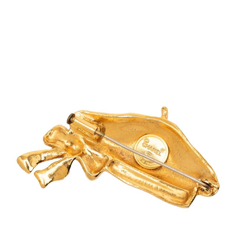 Chanel Vintage Beret Hat Ribbon Motif Brooch Gold Plated — view 2