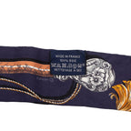 Hermes Twilly Cavalcades Cavalry March Scarf Navy Brown Silk — view 4