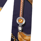 Hermes Twilly Cavalcades Cavalry March Scarf Navy Brown Silk — view 2