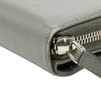 Prada Logo Zip Around Wallet Gray Saffiano Leather — view 4