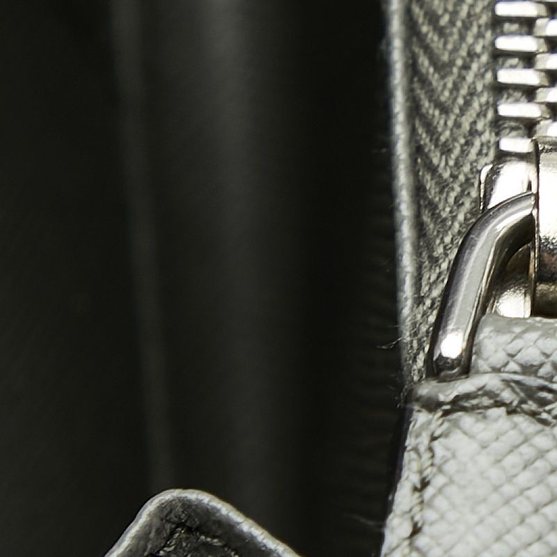 Prada Logo Zip Around Wallet Gray Saffiano Leather — view 8