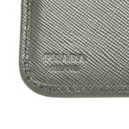 Prada Logo Zip Around Wallet Gray Saffiano Leather — view 9