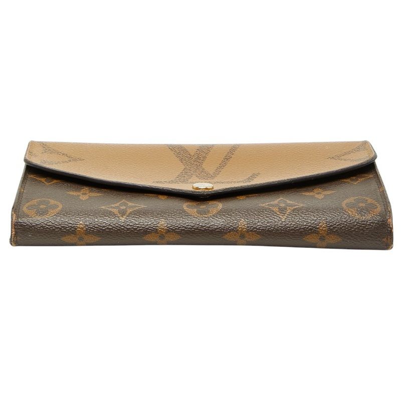 Louis Vuitton Monogram Giant Reverse Portefeuille Sarah Wallet Brown Leather — view 3