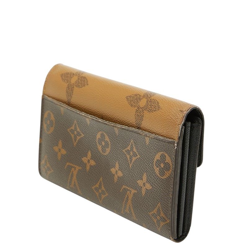 Louis Vuitton Monogram Giant Reverse Portefeuille Sarah Wallet Brown Leather — view 2