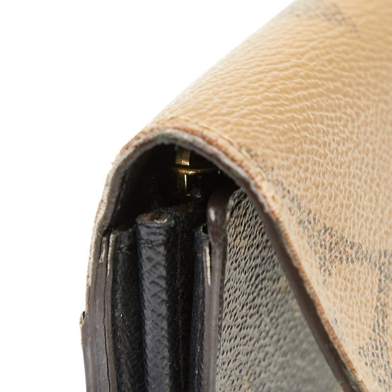 Louis Vuitton Monogram Giant Reverse Portefeuille Sarah Wallet Brown Leather — view 6