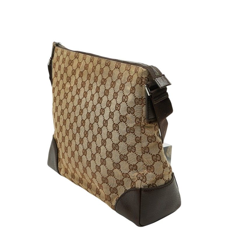 Gucci GG Canvas Crossbody Shoulder Bag Beige Brown Leather — view 2