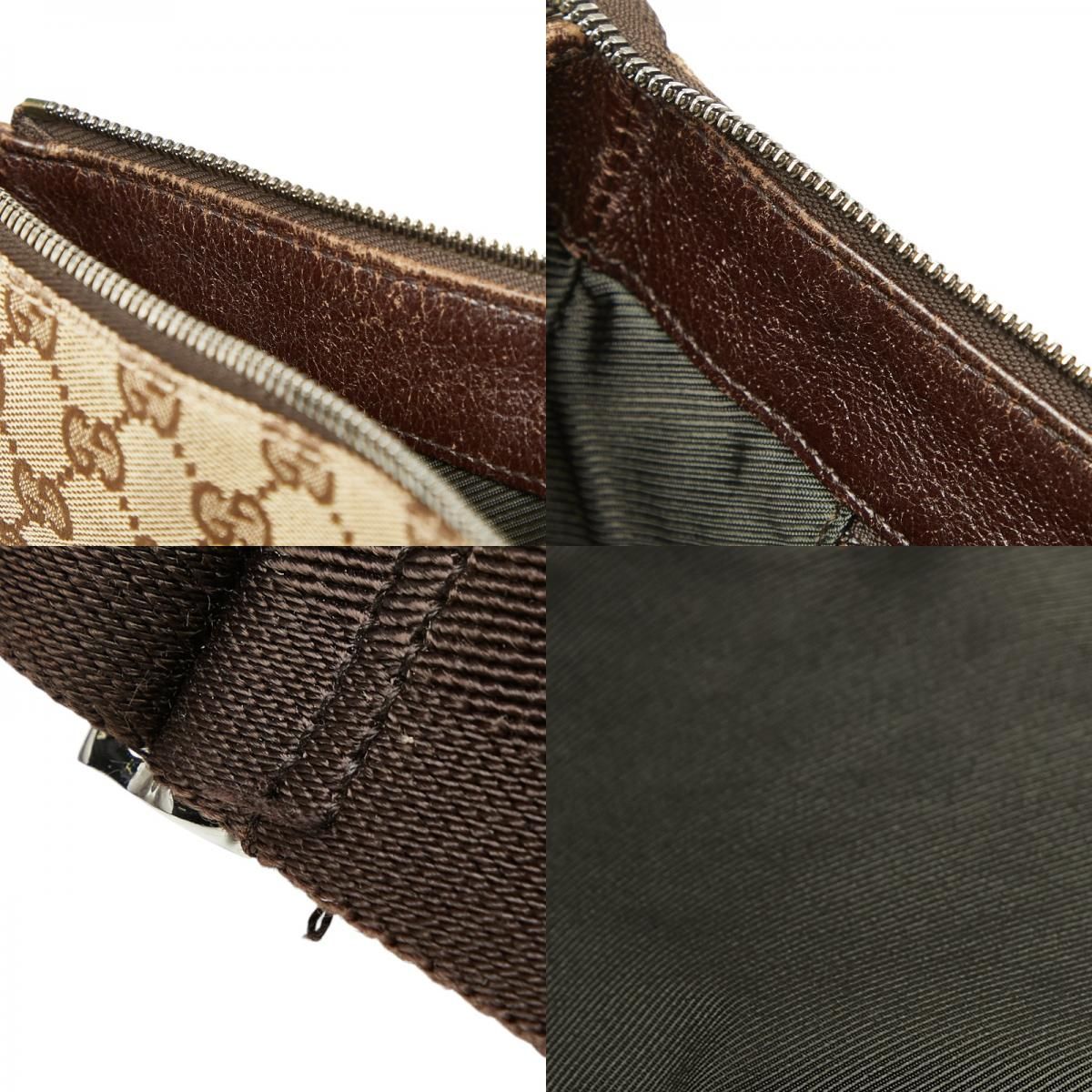 Gucci GG Canvas Crossbody Shoulder Bag Beige Brown Leather — view 9