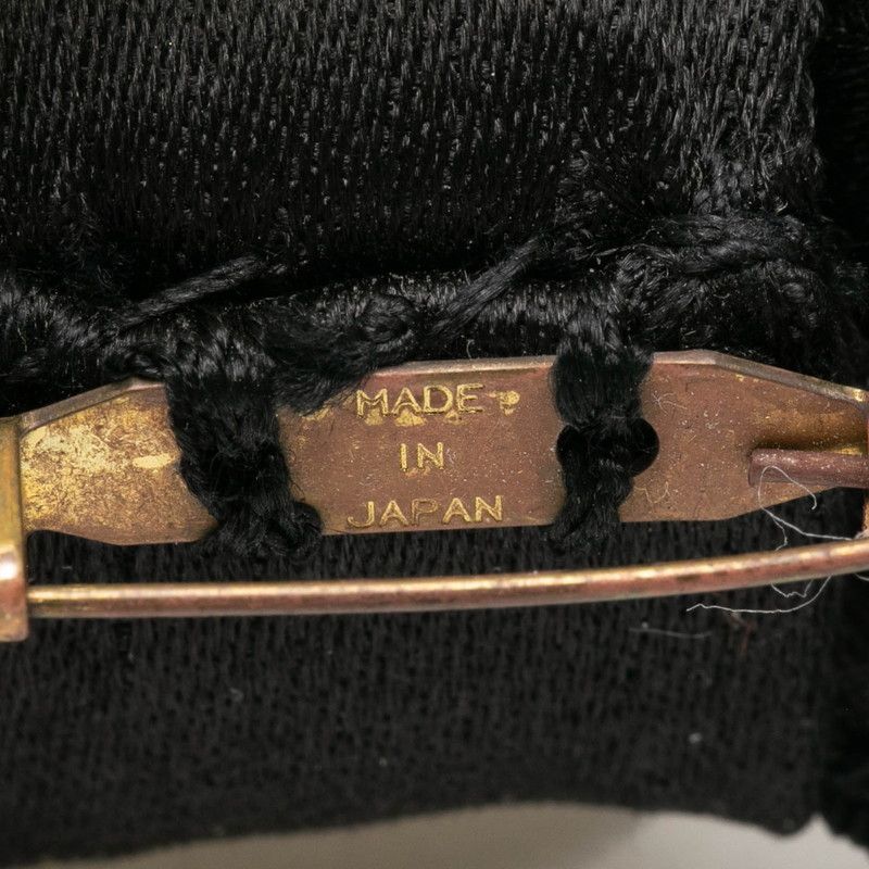Chanel Camellia Ribbon Brooch Black White Metal Textile — view 7