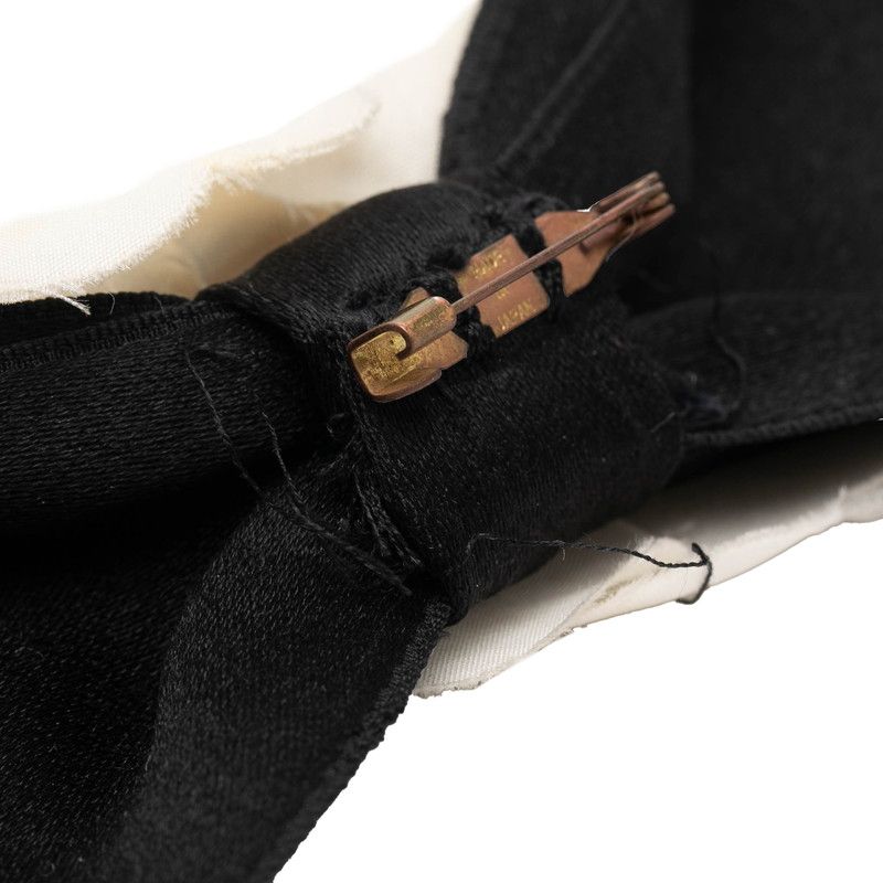 Chanel Camellia Ribbon Brooch Black White Metal Textile — view 3