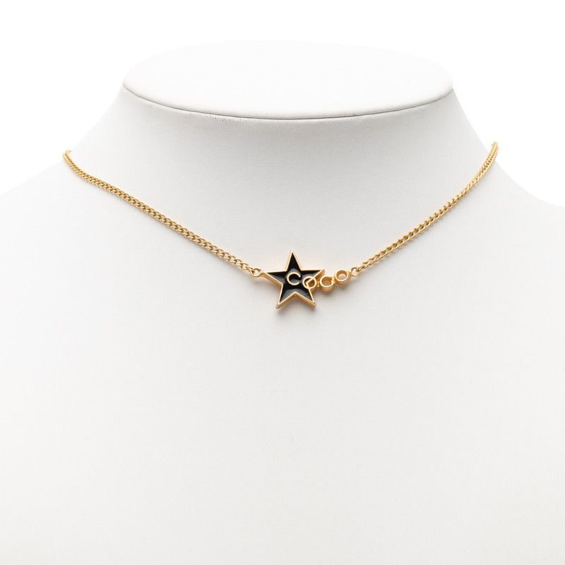 Chanel Star Necklace Gold Black Plated Enamel — view 5