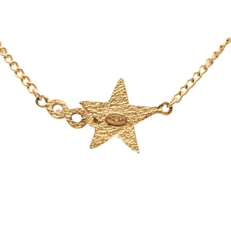 Chanel Star Necklace Gold Black Plated Enamel — view 2