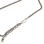 Chanel Logo Plate Necklace Silver White Metal — view 4