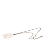 Chanel Logo Plate Necklace Silver White Metal — view 3