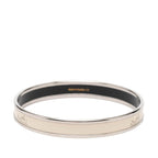 Hermes Enamel PM Carre School Carriage Logo Bangle Silver Ivory Metal Bracelet — view 3